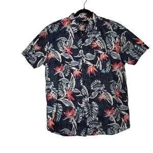MOLOKAI SURF CO Button Up Shirt Mens XXL Blue Tropical Floral 100% Cotton